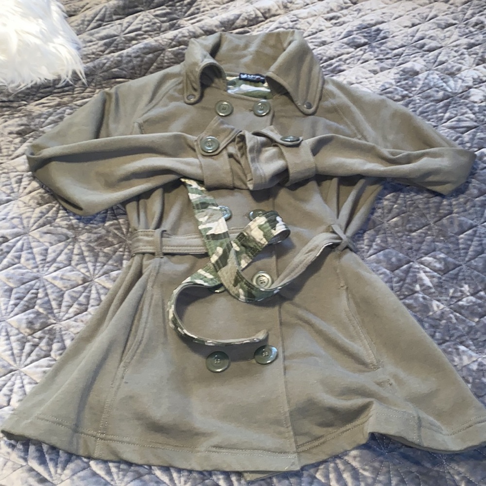 Self Esteem Olive Green Button Up Army Style Collar Jacket - Picture 3 of 11